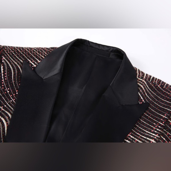 Elegant Black and Red Patterned Blazer - Picture 6 of 15